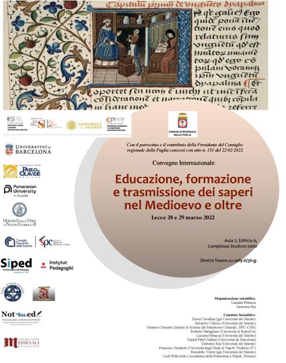 Convegno Internazionale "Educazione, formazione e trasmissione dei saperi nel Medioevo e oltre"